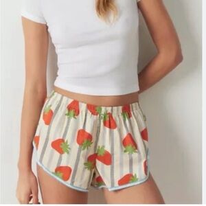 Urban Outfitters Strawberry Print Athletic Shorts - White, Red, Green